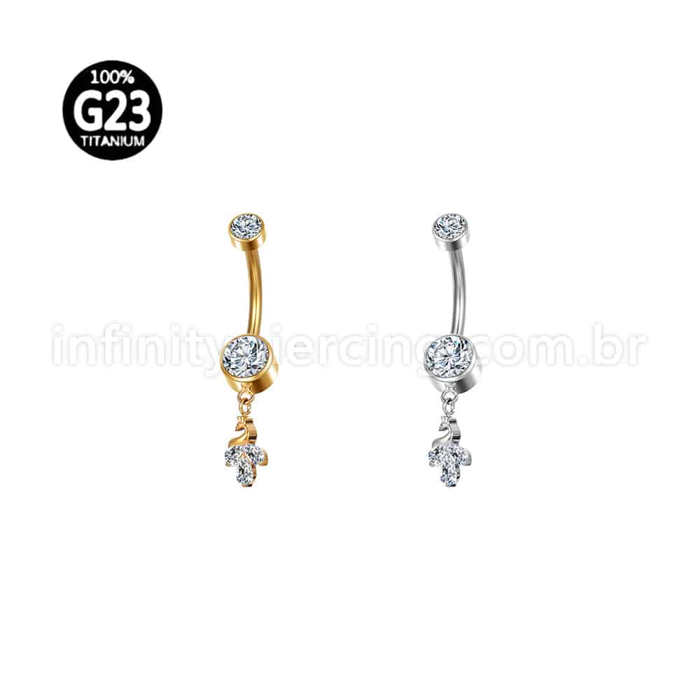 Piercing Banana Titânio Zircônia Pingente Cisne